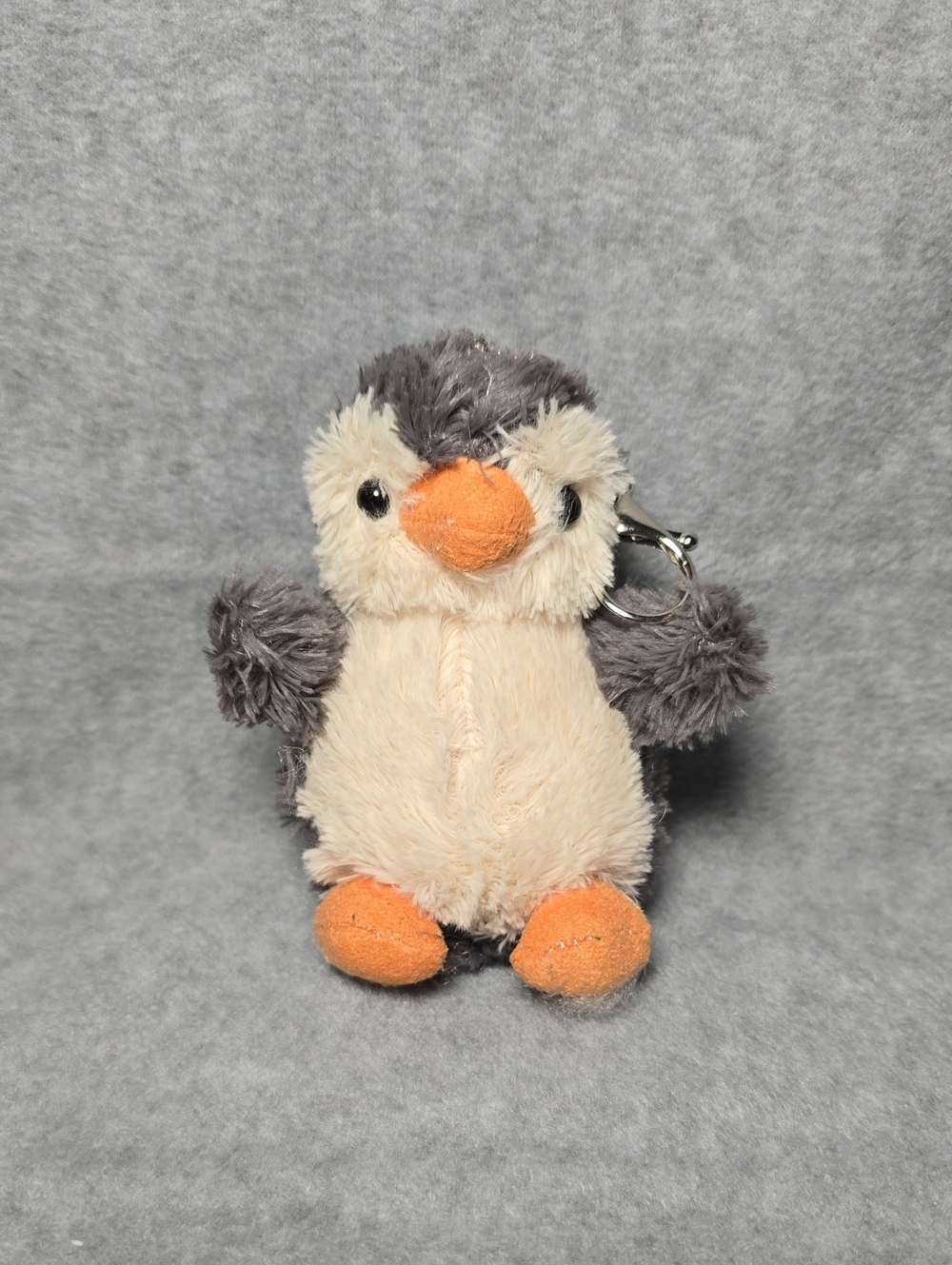 Plush Penguin Keychain/Bagcharm Gray, Cream & Orange